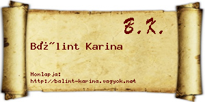 Bálint Karina névjegykártya