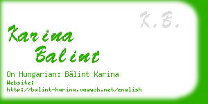 karina balint business card